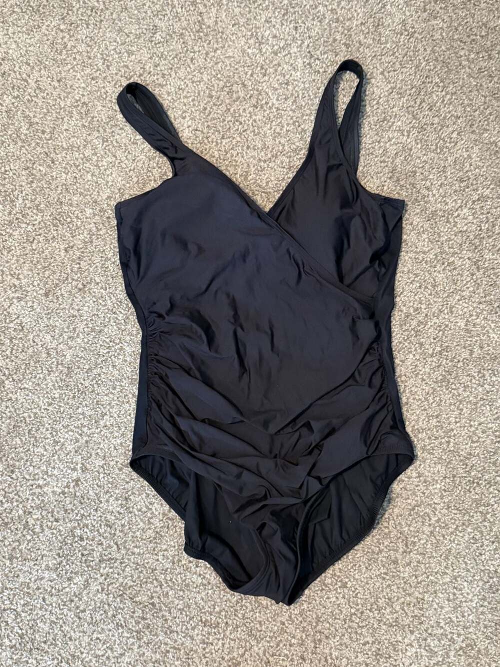 Miradonna by Miraclesuit Black Ruched Wrap One-Piece Swimsuit - 14